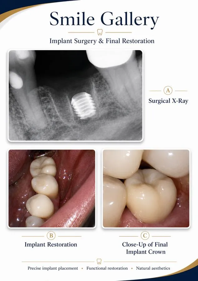 Before and after: Implant Surgery & Final Restoration — SoftDental Houston, real patient case with signed consent